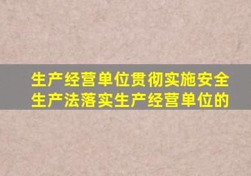 生产经营单位贯彻实施安全生产法落实生产经营单位的