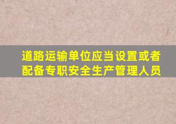 道路运输单位应当设置或者配备专职安全生产管理人员